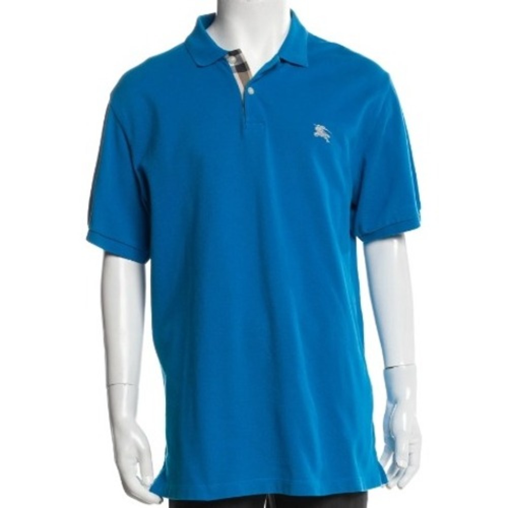 Burberry Brit Men's XXL Short Sleeve Blue Collared Polo T Shirt Vintage Designer